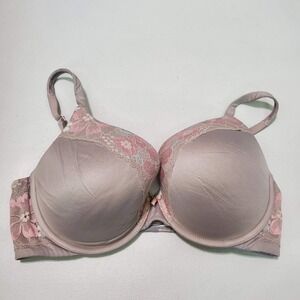 Victoria Secret Women Bra 34DD Gray Underwire Lace Body By Perfect Shape